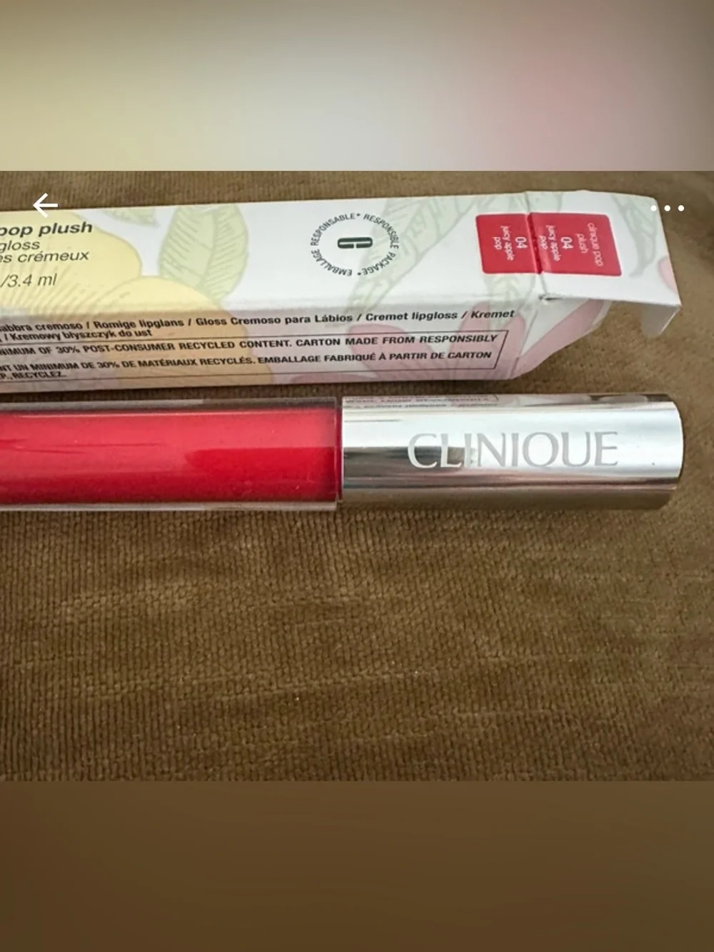 Clinique pop plush creamy lip gloss in juicy apple pop #04 New